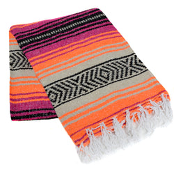 Hot Pink Orange Tan yoga blanket